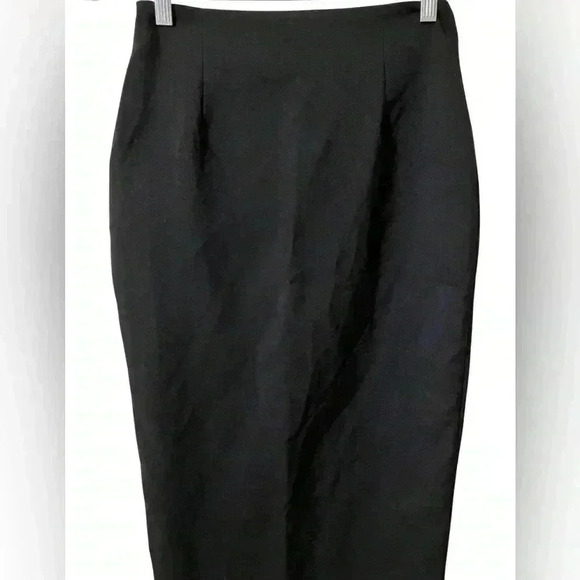 Zara Side Slit Lace Up High Waisted Midi Skirt Black Solid Pencil - Picture 6 of 8